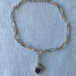 Judith Ripka Sterling Silver Necklace with Amethyst Heart Pendant